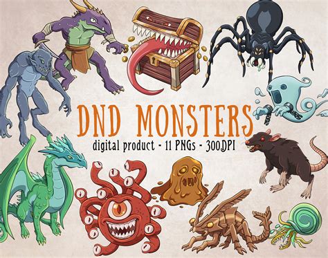 Monster Clipart Tabletop Fantasy Rpg Monsters Dungeons And Etsy