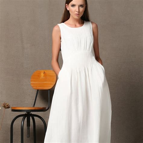 White Linen Dress Etsy