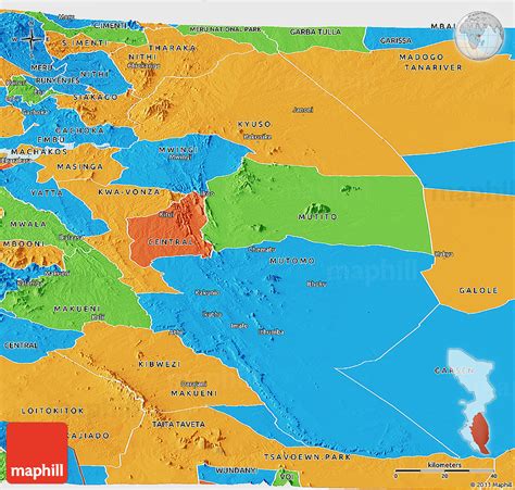 Political Panoramic Map Of Kitui