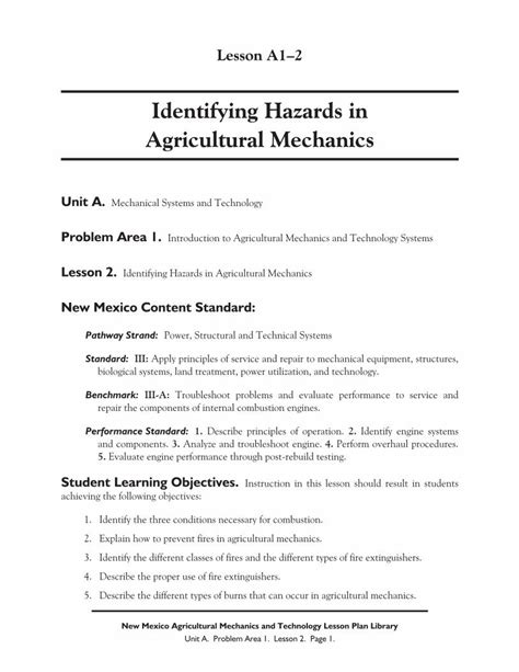 Pdf Identifying Hazards In Agricultural Mechanics Hazards In