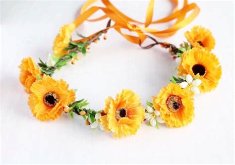Orange Flower Crown Marigold Head Wreath Woodland By Handycraftts