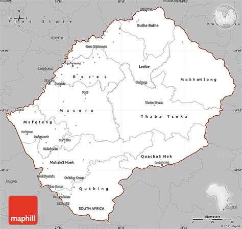 Gray Simple Map Of Lesotho