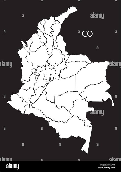 Departamentos De Colombia Mapa Black Country Ilustraci N Imagen Vector