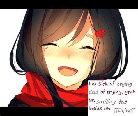 Fake Smile Anime Girl Smiling While Crying Gambarku