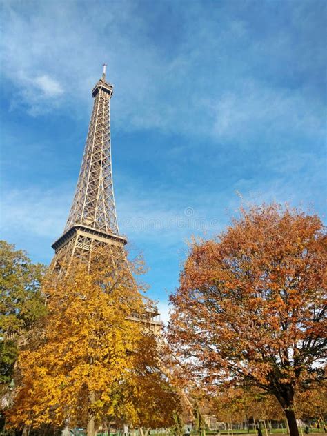 Eiffel Tower Of Paris And Fall Season Colors France In Autumn Stock