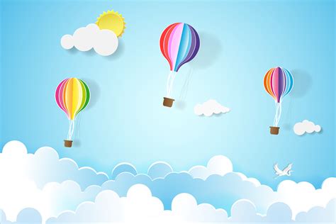 Colorful Balloons In Blue Sky 1408283 Vector Art At Vecteezy