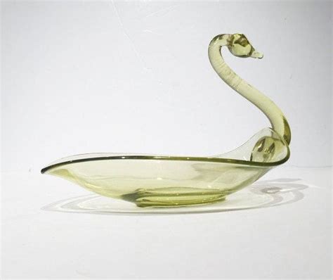 Duncan Miller Yellow Glass Swan Vintage By Motownlostandfound Glass