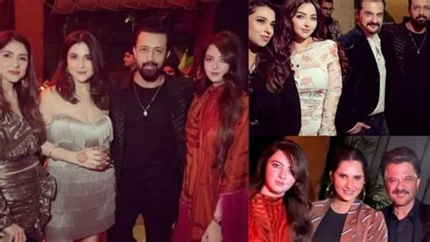 pakistani singer atif aslam wife pose with maheep and bhavana at sanjay s party bollywood