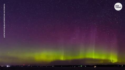 Northern Lights Gleam Green And Purple Above Wisconsin