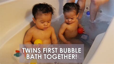 Twins First Bath Together First Bubble Bath Bath Time Fun Scared Of Bath Bath Time