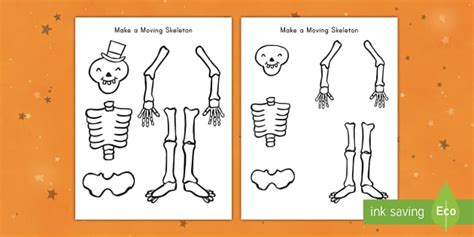 Printable Split Pin Skeleton Template Halloween Crafts