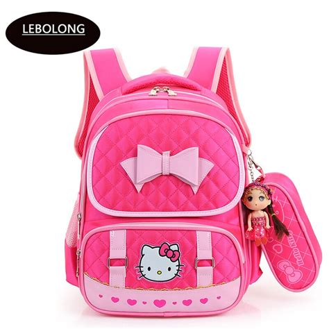 Hello Kitty School Backpacks For Children Nylon Girls Princess School