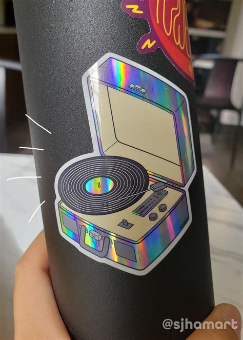 Holographic Turntablerecord Player Vinyl Sticker Etsy