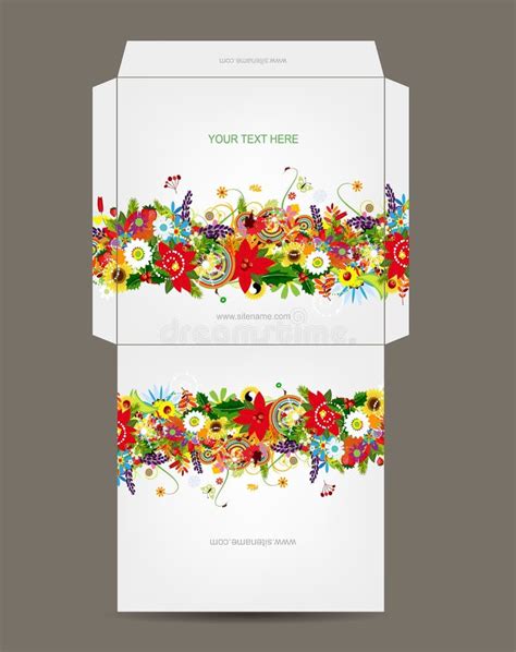Envelope Template Floral Design Stock Vector Illustration Of