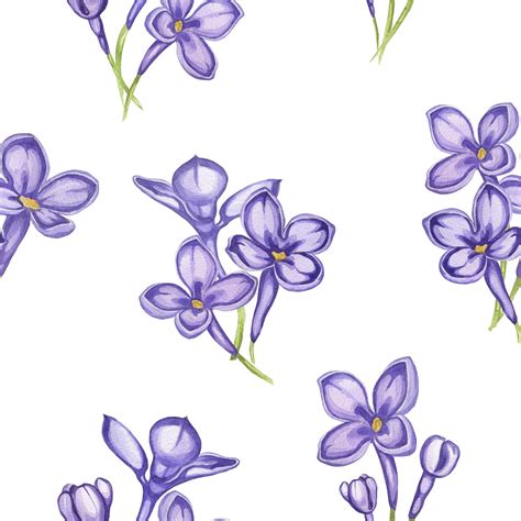 Premium Photo Pattern Lilac Watercolor Botanical Illustration Lilac