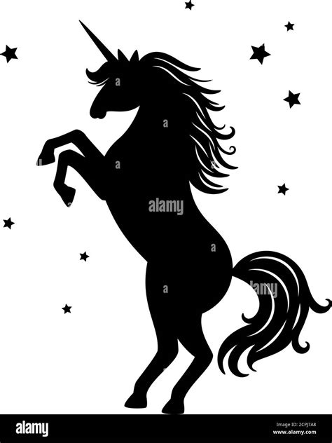 Unicorn Black Silhouette Isolated On White Background Vector