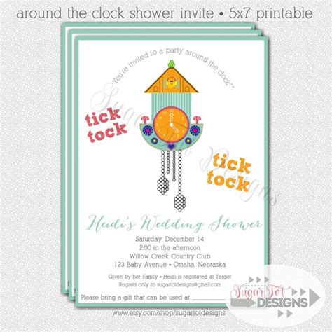 items similar to around the clock bridal shower invitation tick tock shower invite party