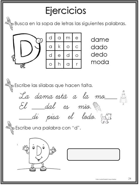 Actividades Para Trabajar La Letra D En Preescolar Ficha Letra D