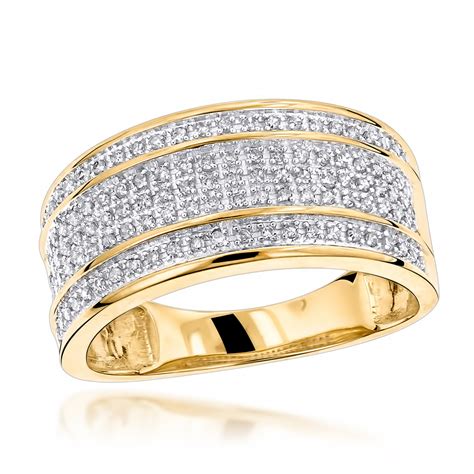 Men's white gold rings come in various different sizes. Unique Wedding Bands 10K Gold 5 Row Diamond Ring for Men