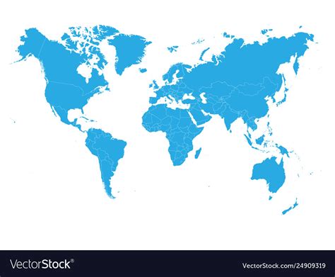 Blue World Map On White Background High Detail Vector Image