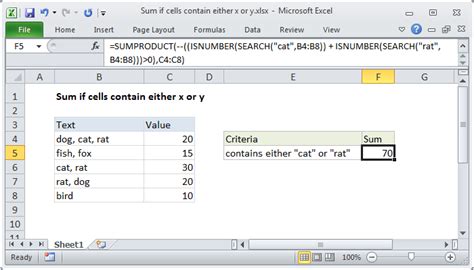 Excel Formula Sum If Cells Contain Either X Or Y Exceljet Riset