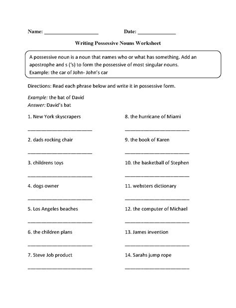 A brief description of the worksheets is on each of the worksheet widgets. Nouns Worksheets | Writing Possessive Nouns Worksheet ...