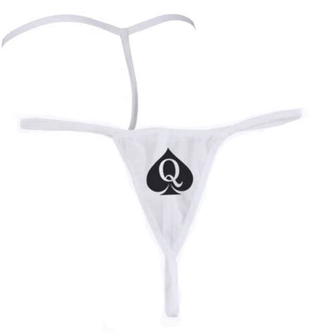 White Mesh Queen Of Spades G String BBC Hotwife Swinger Lifestyle