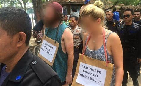 Indonesia Justice Foreign Tourists In Gili Island Walk Of Shame Bbc News