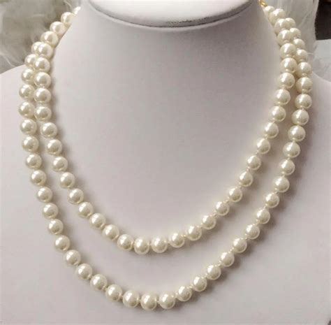 Pretty Mm White Natural South Sea Shell Pearl Round Necklace Aaa