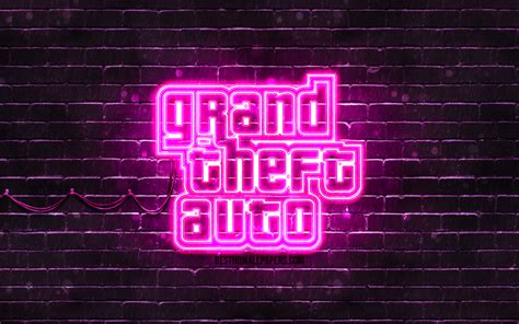 Gta Purple Logo 4k Purple Brickwall Grand Theft Auto Gta Logo Gta