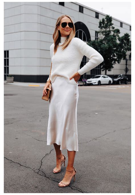 Winter White Outfit Idea For A Casual Holiday Party White Skirt