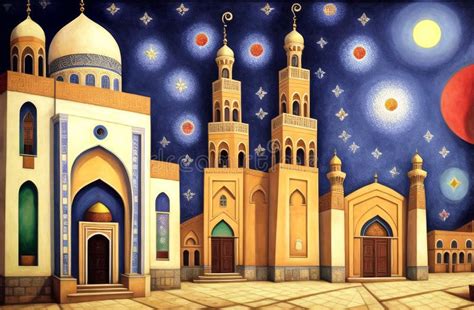 Mosque For Ramadan Kareem Eid Greetings For Muslim Festival Of Fasting