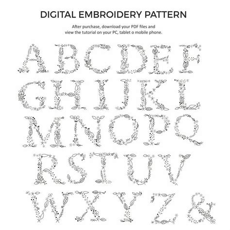 Floral Alphabet Embroidery Pdf Pattern Video Tutorial Etsy Letters