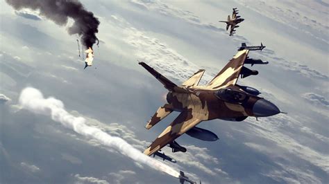 F 16 Aerial Dogfight Military Aircraft Art Pinterest Air Force