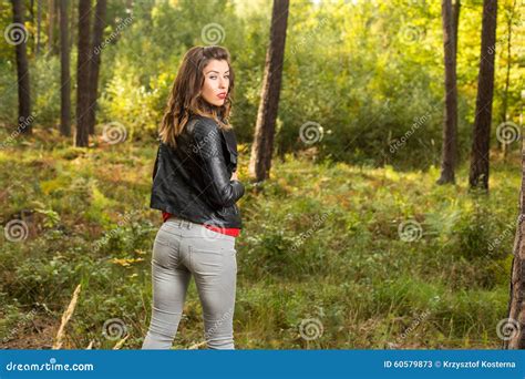 Beautiful Girl Walks In The Woods Stock Image Image Of Autumn Health