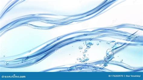 Fresh Clean Water Wave With Bubbles And Drops Stock Illustration