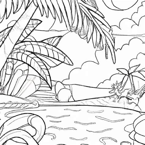 Descubra Como Desenhar Exóticas Paisagens Tropicais e Imprima para Colorir