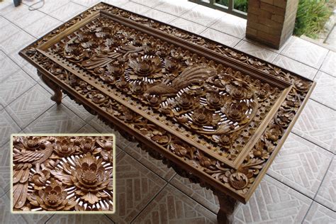 Balinese Carved Wood Table Would Be Great With A Glass Top Tropical