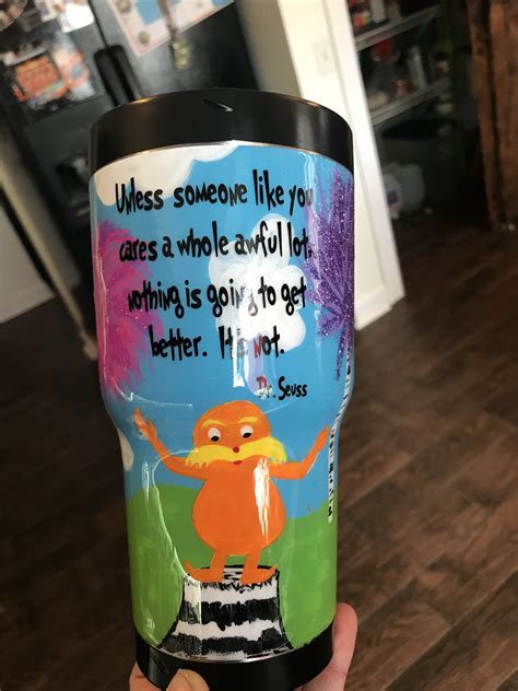 Lorax Tumbler Cup Custom Painted Tumbler Cups Tumbler Cup