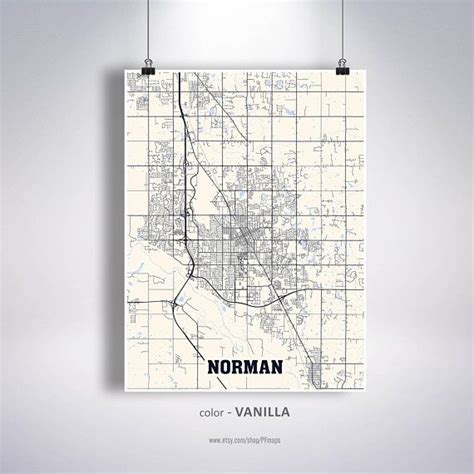 Norman Map Print Norman City Map Oklahoma Ok Usa Map Poster Etsy