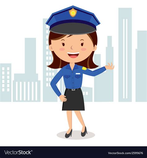 Cheerful Policewoman Royalty Free Vector Image