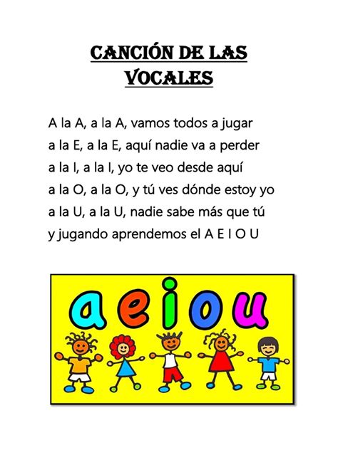 canción de las vocales pdf