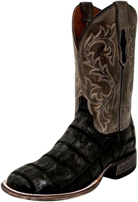 Lucchese Western Boots Mens Giant Alligator Cowhide 10 Ee Black M4345