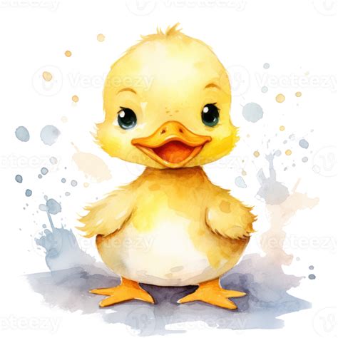 Cute Watercolor Baby Duck Illustration Ai Generative 26791492 Png