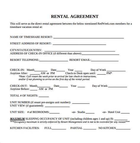 Rental Agreement Forms Free Printable