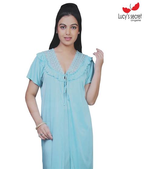 Buy Lucy Secret Blue Satin Nighty And Night Gowns Pack Of 2 Online At Best Prices In India Snapdeal
