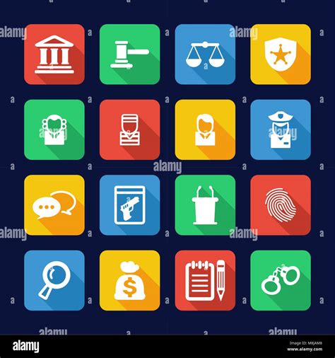Courthouse Trial Icons Flat Design Stock Vector Image And Art Alamy