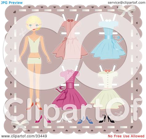 Clipart Illustration Of A Blond Teenage Girl Paper Doll On A Pink