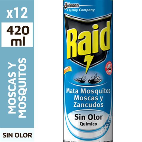 Raid Insecticida 420cc Mata Moscas Mosquitos Y Zancudos Sin Olor XMAYOR
