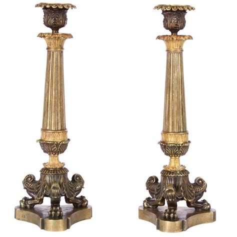 French Empire Bronze Candlestick Pair At 1stdibs